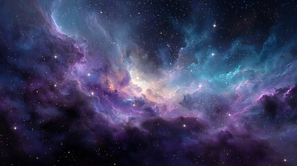 Fototapeta premium Dive into a vibrant nebula, a stunning cosmic cloudscape where stars ignite and colors swirl, perfect for space exploration and science fiction themes