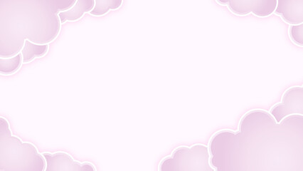 ふわふわのピンクの雲が囲むフレーム背景