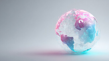 Secure global digital network with padlock, offering data protection and privacy solutions, enhancing trust in a technologically advanced world