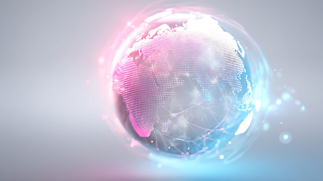 Global connections concept featuring a modern, glowing Earth, ideal for technology, finance, and international business ventures in a digital age.
