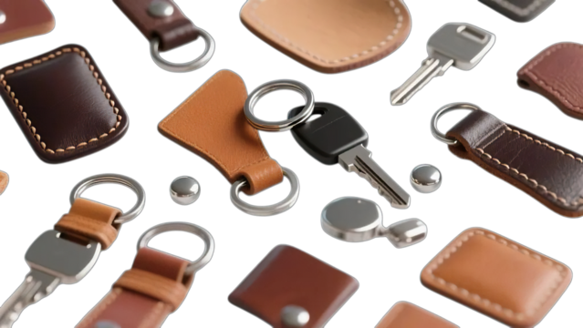 Isolated vector cartoon set of different objects including black and brown leather knife holsters and metal weapon - Powered by Adobe