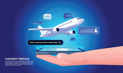 Experience seamless travel assistance with our futuristic AI-powered chatbot for smartphones. This virtual assistant provides smart and responsive customer service, ensuring hassle-free flight booking © Isasoulart