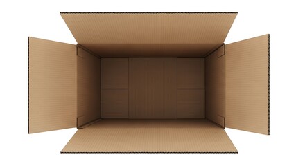 An empty, open cardboard box viewed from above, isolated on a white background background image