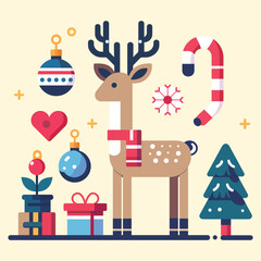 Christmas Reindeer Vector  Festive Holiday Elements and Decorations