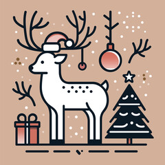 Christmas Reindeer Vector  Festive Holiday Elements and Decorations