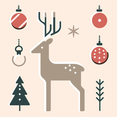 Christmas Reindeer Vector  Festive Holiday Elements and Decorations