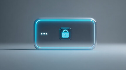 Modern data protection with neon glow and padlock, secure data transfer solutions for network security, digital safety, and innovative technology designs
