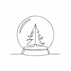 Elegant Christmas tree in snow globe, a minimalist design for holiday cheer and festive decorations, original scalable vector graphic for creative projects