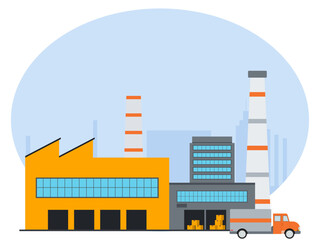 Industrial zone chemical manufacture. Industry vector illustration. Flat illustration concept.
