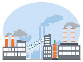 Industrial smog and pollution. Industry vector illustration. Flat illustration concept.