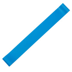 Bright blue flat resistance band for fitness, exercise, and strength training equipment. isolated on transparent background