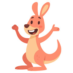 cute funny kangaroo marsupial animal flat color vector illustration template design