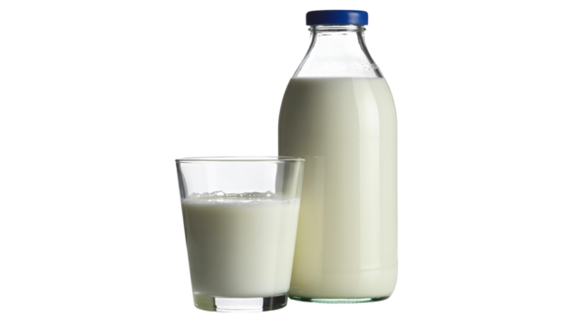Fresh milk in glass and bottle for healthy lifestyle promotion