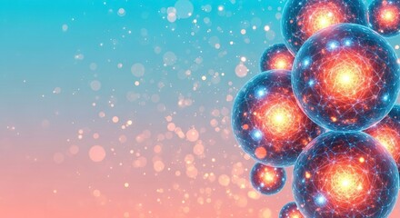Dive into the future with this stunning, glowing spheres abstract background for technology presentations and science visualizations with blue and red tones