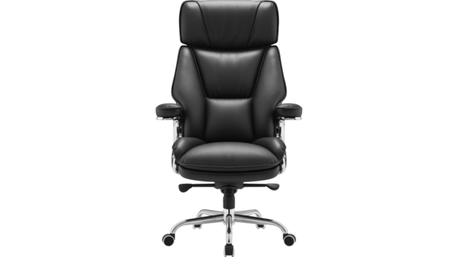 Executive black leather office chair for ultimate comfort work