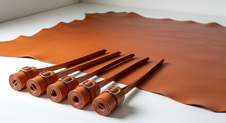 Leather Crafting Tools and Material - A Close-Up of Leatherworking.