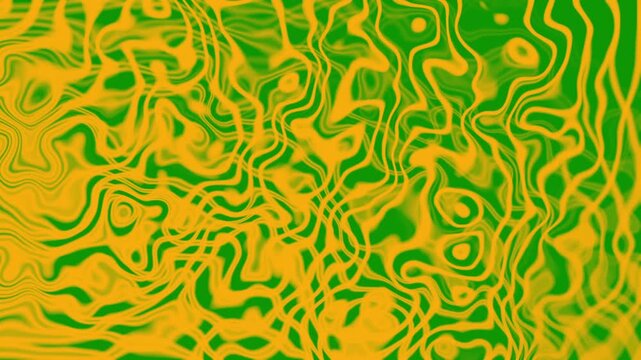 Green orange gradient abstract liquid waves. Abstract green and orange swirly patterned lines. Suitable for background designs, packaging, and advertising materials needing a vibrant touch.