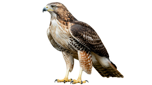 Majestic red tailed hawk standing alert and looking forward