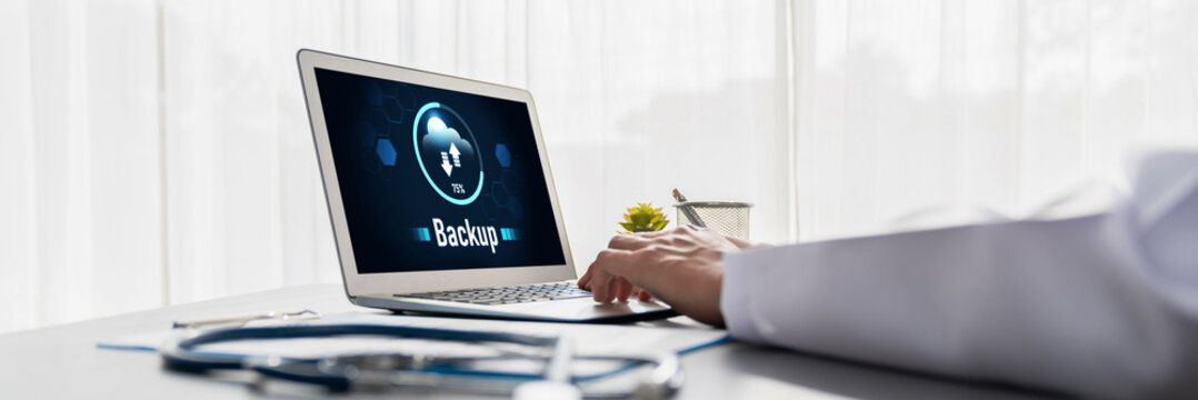 Backup Storage Data Internet Technology Business concept. Database storage cloud technology file data transfer sharing, cyber, big data information, internet banking application download upload brisk