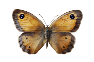 Gatekeeper butterfly isolated on transparent background showcasing its eye spots