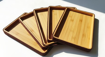 Stack of Wooden Trays for Serving or Display.