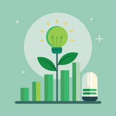 Growing Light Bulb Idea on Bar Chart growth plant