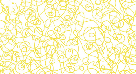 Abstract Yellow Curves on White Background Swirling Line Art Texture Design