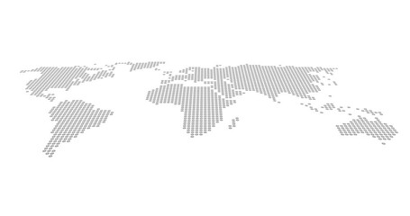 Animated digital design of a world map in color, grouped entirely by container on a white background - Powered by Adobe