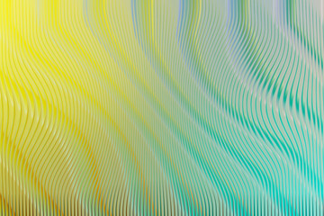 Illustration of wavy lines and gradient of yellow and turquoise for abstract background