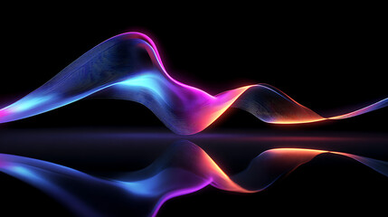 Vibrant neon energy waves flow across dark space, creating dynamic abstract digital art for futuristic technology and design projects.