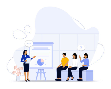 Seminar concept illustration. Suitable for landing page, ui, web, App intro card, editorial, flyer, and banner. - Powered by Adobe