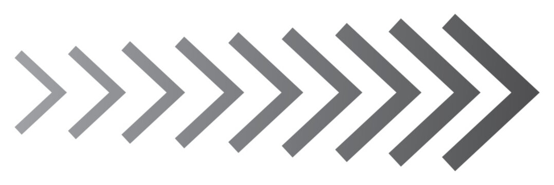 Acceleration arrow icon, turn sign, speed - stock vector. Pointer, speed direction, road caution, military, navigation Black of a sign Dynamic moving arrow. EPS 10.