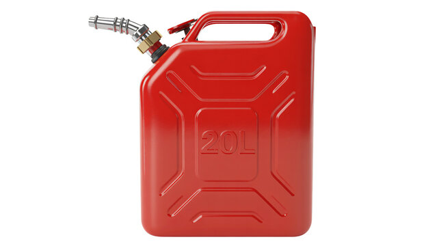 Bright red fuel canister for gasoline storage and emergency preparedness
