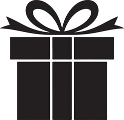 Gift Box with ribbon, black gift box silhouette icon vector illustration white background