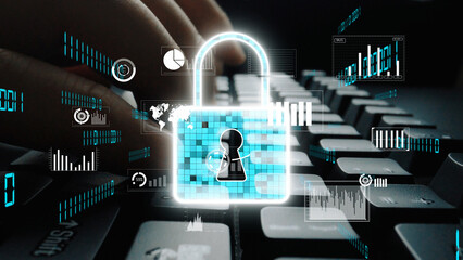 Conceptual image illustrating digital security featuring a padlock overlay on a keyboard, highlighting the importance of data protection and cyber security in technology. Xenic