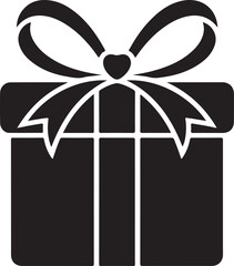Gift Box with ribbon, black gift box silhouette icon vector illustration white background