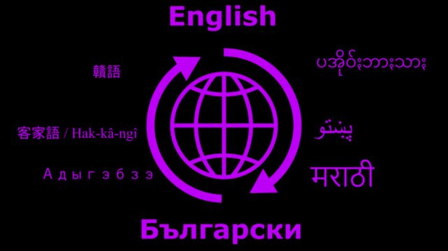 A solid icon of global languages, trendy editable. English language translation into Japanese language . translation