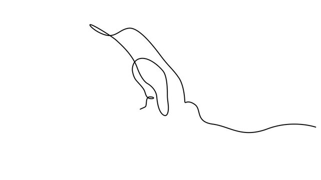 Baby child holding adult hands continuous line drawing. Vector illustration on white background. Father and baby one line holding hands continuous line motion graphic animated 4k template