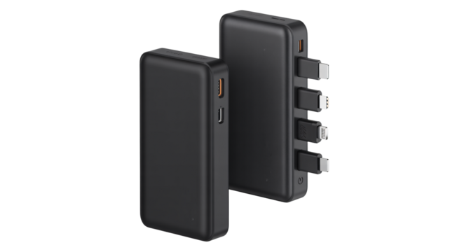 Portable power bank with integrated charging cables for on-the-go convenience