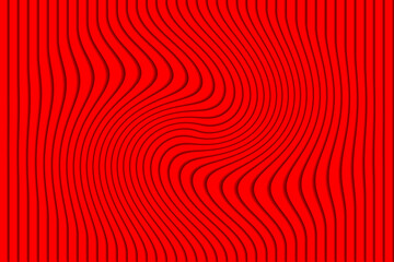 Abstract Red Background with Wavy Warped Lines. 3D Swirl Illusion Pattern.