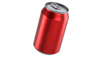 Vibrant red aluminum can ready for refreshing beverage enjoyment
