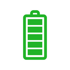 Battery icon set on transparent background. Symbol of full battery. Outline of full battery PNG