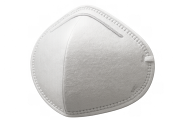 White ffp2 face mask protecting from coronavirus, airborne viruses, flu, smog, and respiratory diseases on transparent background