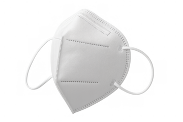 White kn95 respirator mask protecting against viruses and airborne diseases, providing medical health security, transparent background