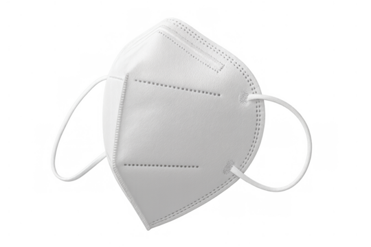 White kn95 respirator mask protecting against viruses and airborne diseases, providing medical health security, transparent background - Powered by Adobe