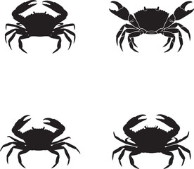 Crab Silhouette Set – Symmetrical Marine Invertebrate Poses for Coastal Design and Educational Use