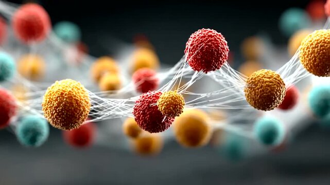 Colorful molecular structures interconnected in space