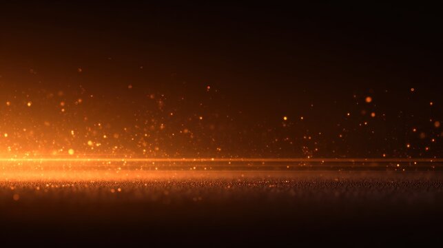 A mesmerizing gradient of orange and gold particles creates an ethereal, glowing effect against a dark background, evoking warmth and energy.