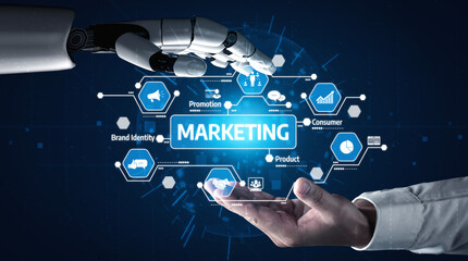 A stunning visual representation of the intersection between technology and marketing, showcasing a...