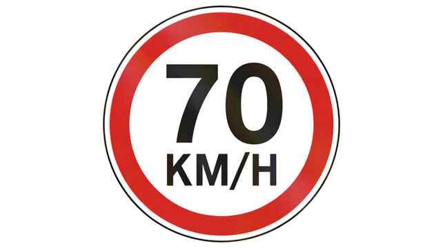 Speed limit sign 70 km/h for driving safety and regulation